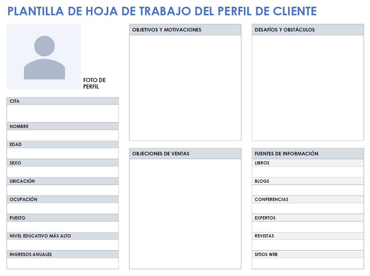 Hoja de trabajo personal del cliente