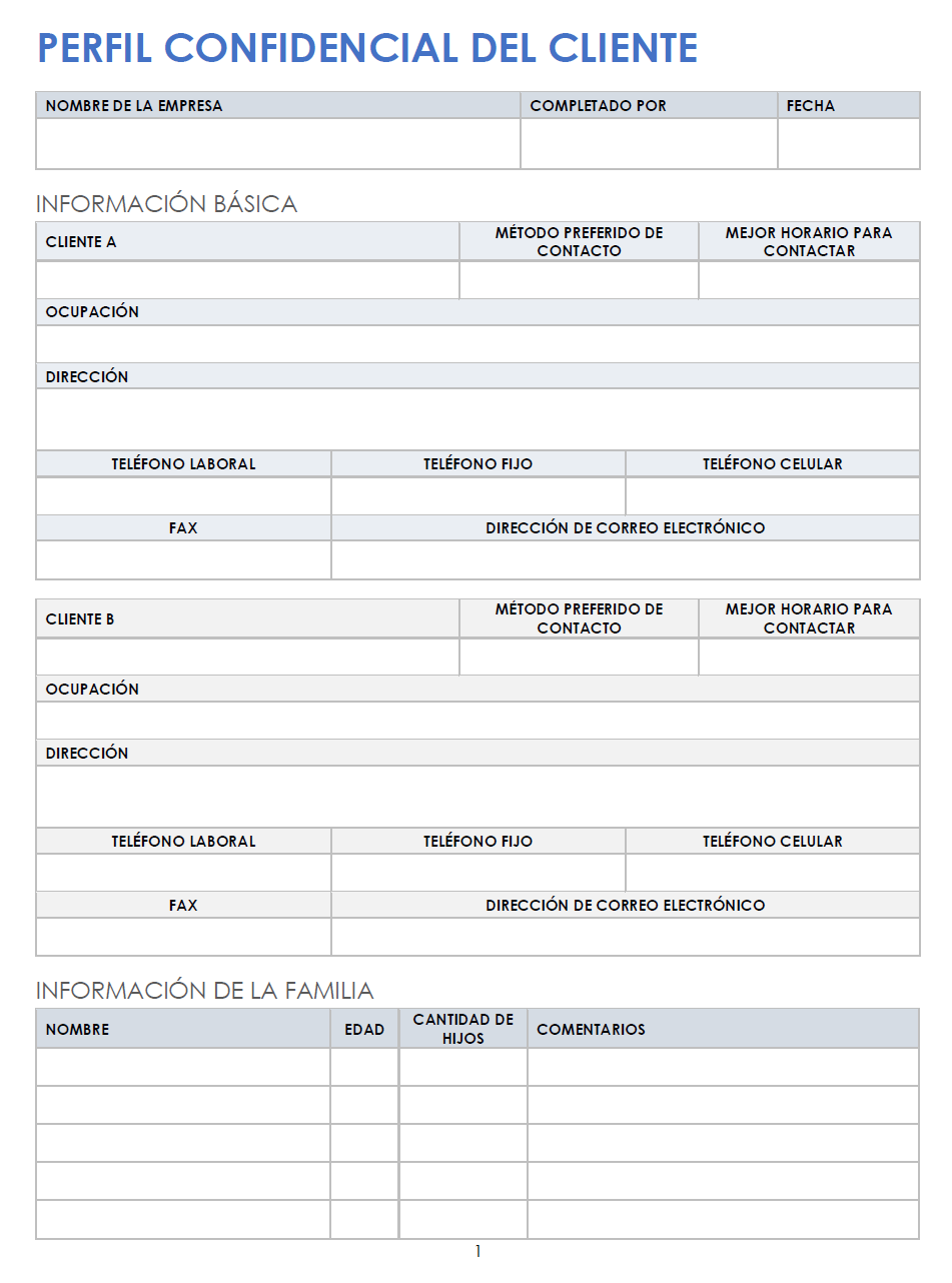 Perfil de cliente confidencial