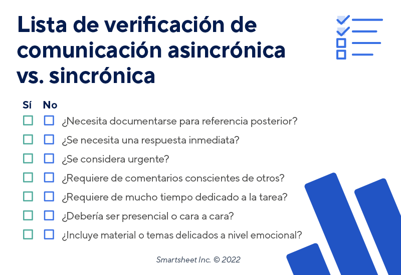 Lista de verificación de comunicación asíncrona frente a síncrona