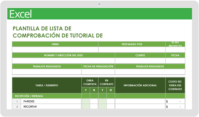 Plantilla de lista de verificación de recorrido de construcción comercial