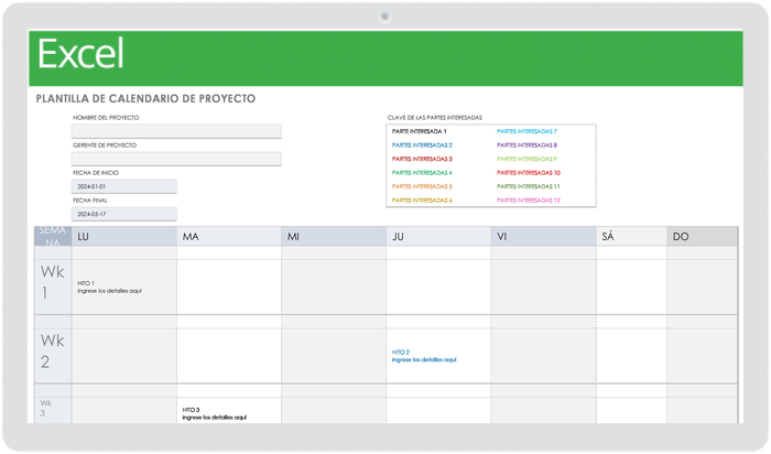 Plantilla de Calendario de Proyecto