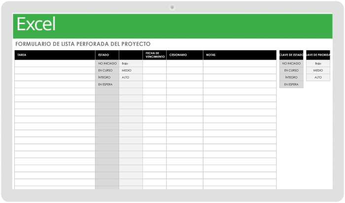 Project Punch List Form Template - ES