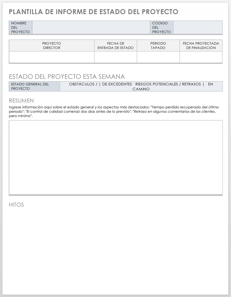  Plantilla de informe de estado del proyecto