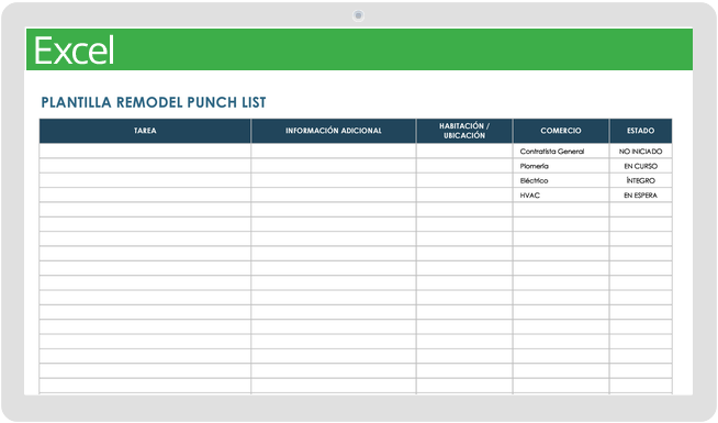 Plantilla de lista de tareas de remodelación