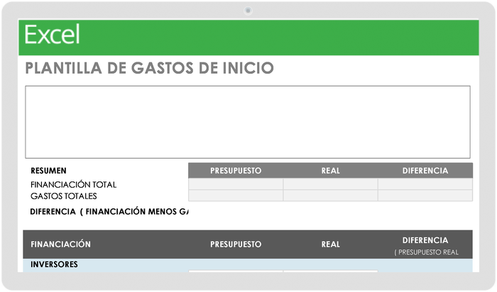 Plantilla de Gastos de Inicio