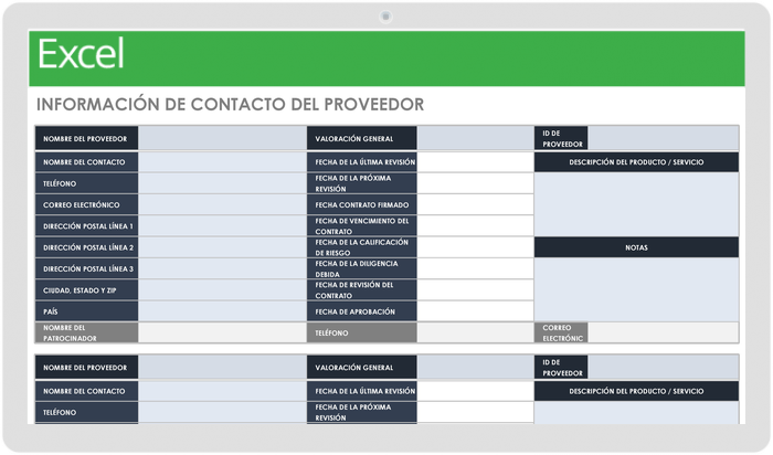 Información de Contacto Del Proveedor